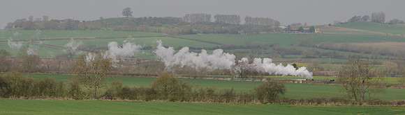 Looking North-West towards Warren Farm, Greet, from the Cotswold Way (over the line of the Gloucestershire Warwickshire Railway)