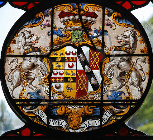 Heraldic glass dating from 1753, St John the Evangelist, Shobdon, Herefordshire