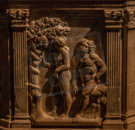 The temptation of Eve - on the baptismal font, Siena Cathedral (Antonio Federighi, late 15th Century)