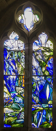 The Water of Life and the Tree of Life, from Revelation 22, 1-2. Glass by Tom Denny and Richard Webb, 1992-3, St Michael, Eastington, Gloucestershire