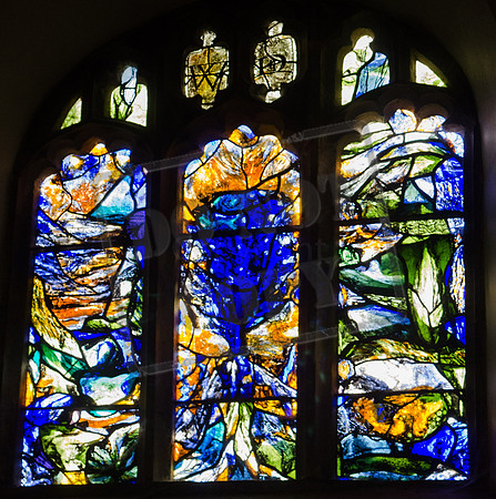 The Water of Life and the Tree of Life, from Revelation 22, 1-2. Glass by Tom Denny and Richard Webb, 1992-3, St Michael, Eastington, Gloucestershire