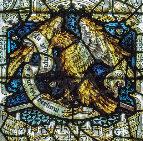 The eagle of St John, Kempe glass, 1893, St Mark's, Cheltenham