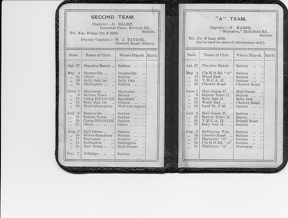 1907 Sutton Coldfield Cricket Club card - 2