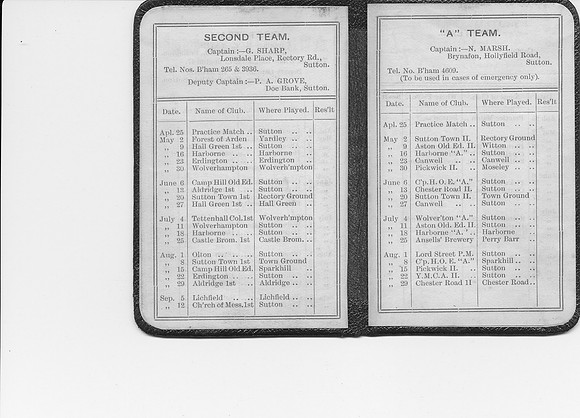 1908 Sutton Coldfield Cricket Club card - 2