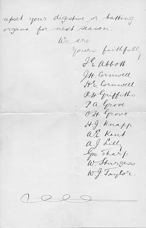 Letter written by George Sharp to A J Gateley, September 1907, and signed by members of the Sutton Coldfield 2nd XI cricket team - page 2