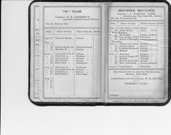 1907 Sutton Coldfield Cricket Club card - 3