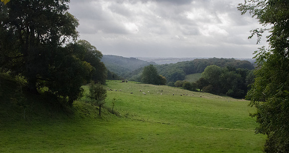 Looking down the valley of the Holy Brook, from near Sudgrove