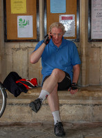 LEJOGer pausing to take a call at Gloucester