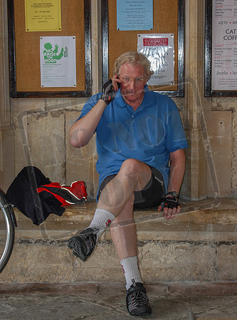 LEJOGer pausing to take a call at Gloucester