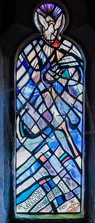 Memorial window to the late Michael Hugh Young DFC, Battle of Britain pilot and subsequently master brewer, by Graham Dowding of Nailsworth, St Michael, Brimpsfield