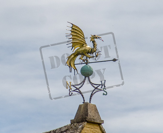 Golden Phoenix alighting on an azure sphere (by Michael Roberts of Miserden), Daneway House, Gloucestershire