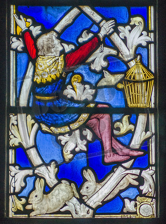 Prisoner released by St Leonard, St Benet's Chapel, Ampleforth Abbey: detail of window by Geoffrey Fuller Webb (1879-1954)