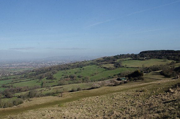 Cheltenham, and Bredon Hill in the distance, from Crickley Hill